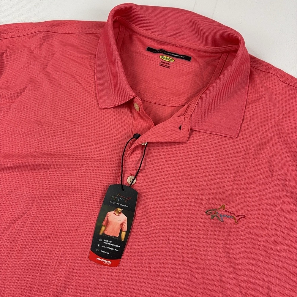 Greg Norman Play Dry Polo Shirt Mens 3XL Pink Solid Golf Short Sleeve Knit
